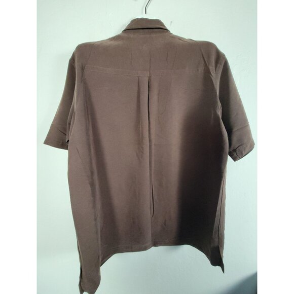 REI Mens Brown Textured Short Sleeve Button-Up Shirt Large Casual Lightweight - Picture 2 of 8